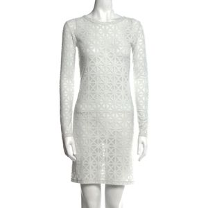 Gareth Pugh White Geometric Pattern Dress US 4 40 Semi-Sheer Rare